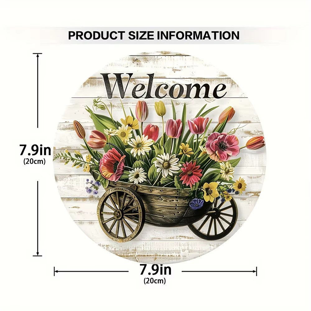 Easter Wooden Door Sign & Hanging Ornament 3-Piece Set – Festive Bunny, Tulip Flower Cart, and Rose Teacup Bunny Designs