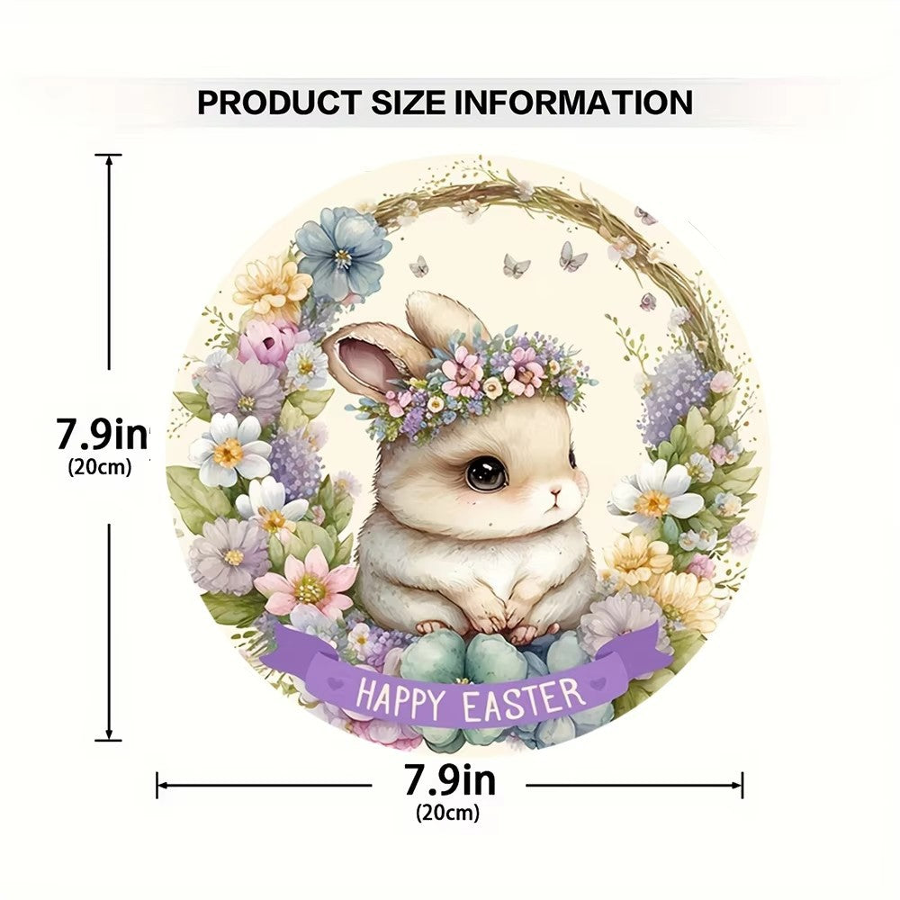 Easter Wooden Door Sign & Hanging Ornament 3-Piece Set – Bowknot Teacup Bunny, Twin Grey Rabbits, and Floral Wreath Bunny Designs