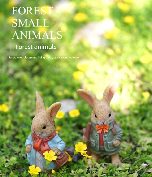 Garden Style Backpack Bunny Succulent Planter Decoration – Cute Rabbit Animal Figurine Resin Craft for Balcony and Pot Plant