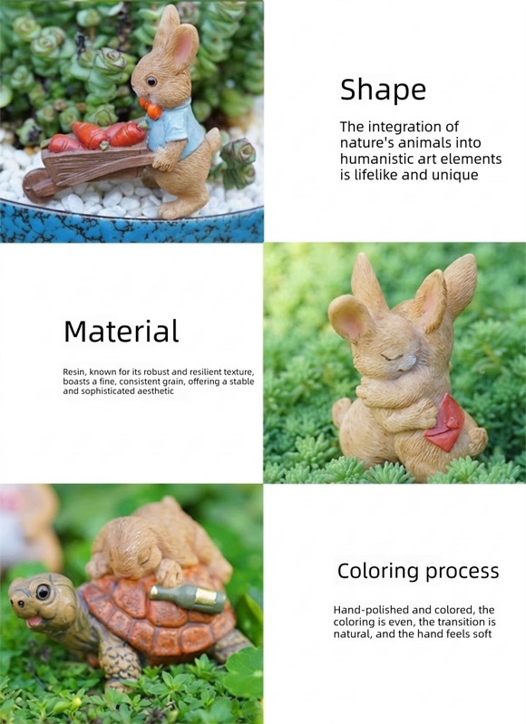 Garden Style Backpack Bunny Succulent Planter Decoration – Cute Rabbit Animal Figurine Resin Craft for Balcony and Pot Plant