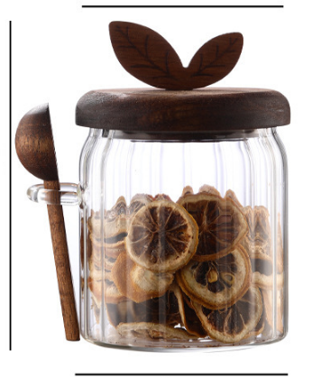 500ml Premium Borosilicate Glass Storage Jar with Acacia Wood Lid &amp; Integrated Spoon – Airtight Moisture-Proof Kitchen Canister for Tea, Coffee, and Spices