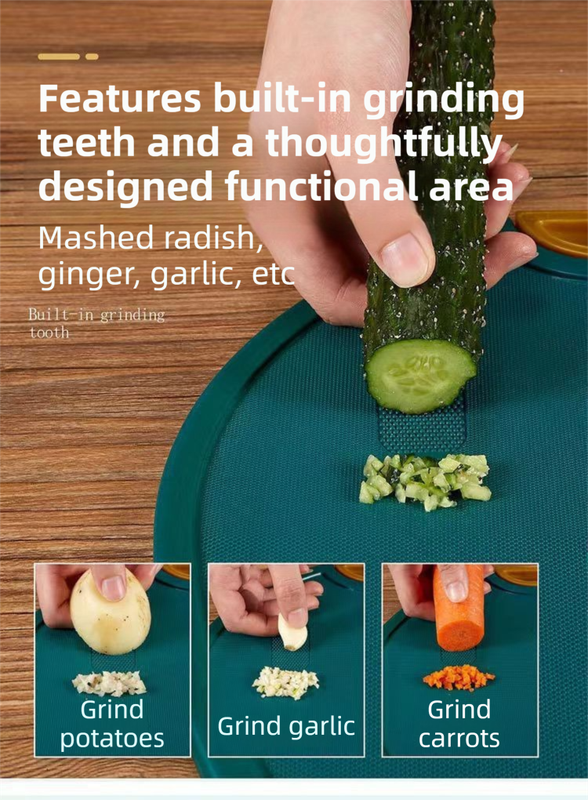 35X35CM Thickened Circular Standable Cutting Board - Food-Grade Double-Sided Kitchen Board with Space-Saving Vertical Storage