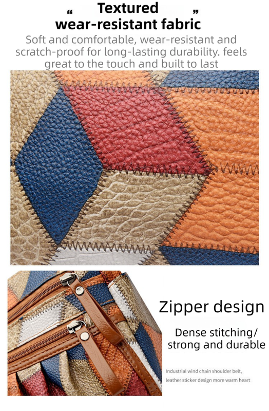 Lightweight PU Leather Pleated Shoulder Bag with Contrast Color Patchwork - Multi-Zipper Large Capacity Satchel for Women