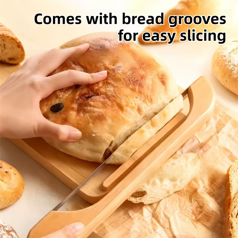 Portable Magnetic Bread Slicing Set: Serrated Toast Knife with Integrated Wooden Cutting Board