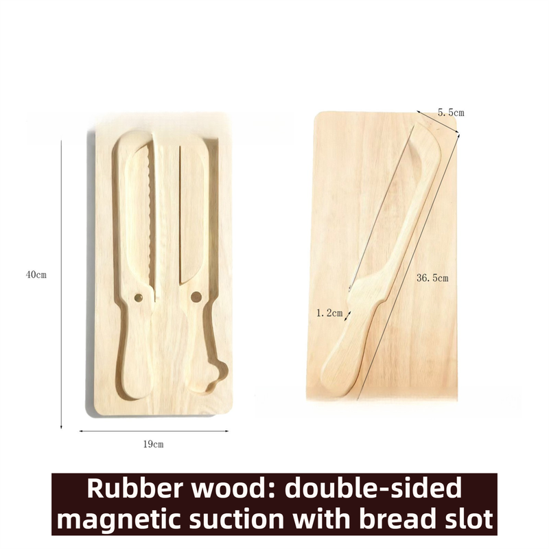 Portable Magnetic Bread Slicing Set: Serrated Toast Knife with Integrated Wooden Cutting Board