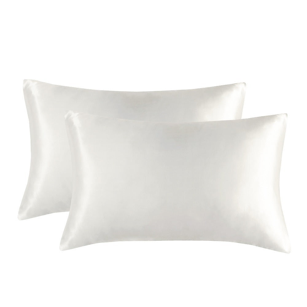 1-Pair White Luxury Satin Silk Pillowcase for Hair and Skin - Smooth Cooling Pillow Cover with Envelope Closure - Queen (20x30")