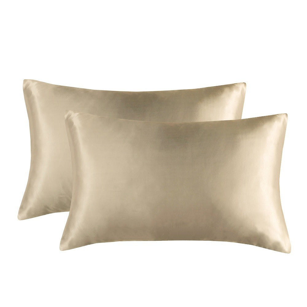 1-Pair Champagne Luxury Satin Silk Pillowcase for Hair and Skin - Smooth Cooling Pillow Cover with Envelope Closure - Queen (20x30")