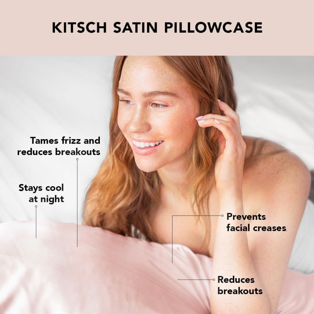 1-Pair Black Luxury Satin Silk Pillowcase for Hair and Skin - Smooth Cooling Pillow Cover with Envelope Closure - King (20x36")