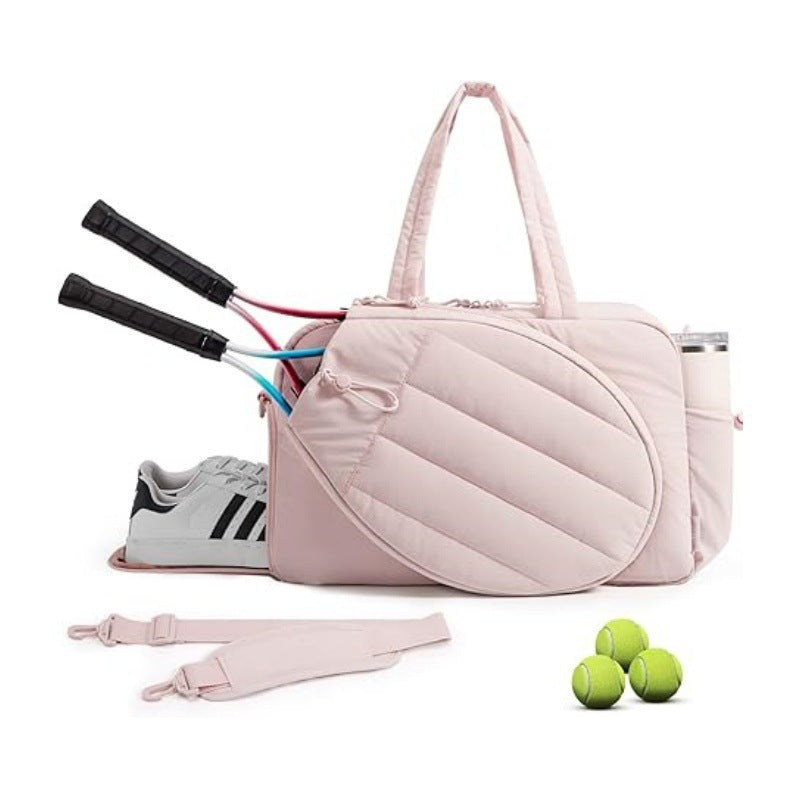 42L Pink Tennis & Pickleball Expandable Tote Bag wIth Shoe-Zone & Bottle Side Pocket - Waterproof Gym Bag for Racquets & Paddles