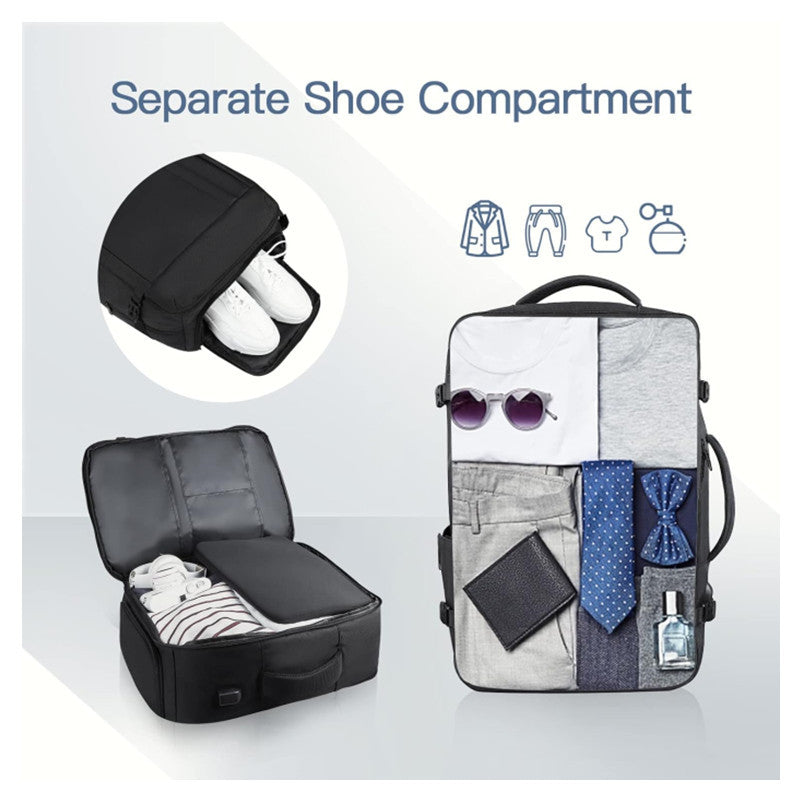 Grey Expandable 17-Inch Laptop Travel Backpack with USB Port - Durable TSA Friendly Carry-on Luggage Bag