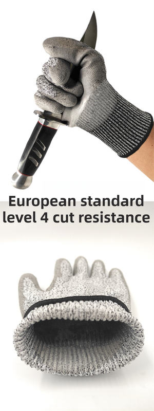 2-Pair Grey Level 5 Cut Resistant Work Glove - Anti-Abrasion & Anti-Puncture Protective Gloves (S Size)