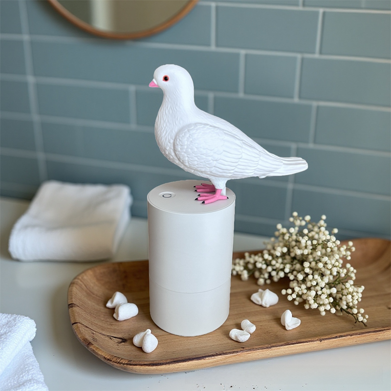 Adorable White Pigeon Smart Motion Sensor Foam Pump - Touchless Hand Washer with Anti-Glare Technology for Outdoor &amp; Bright Light