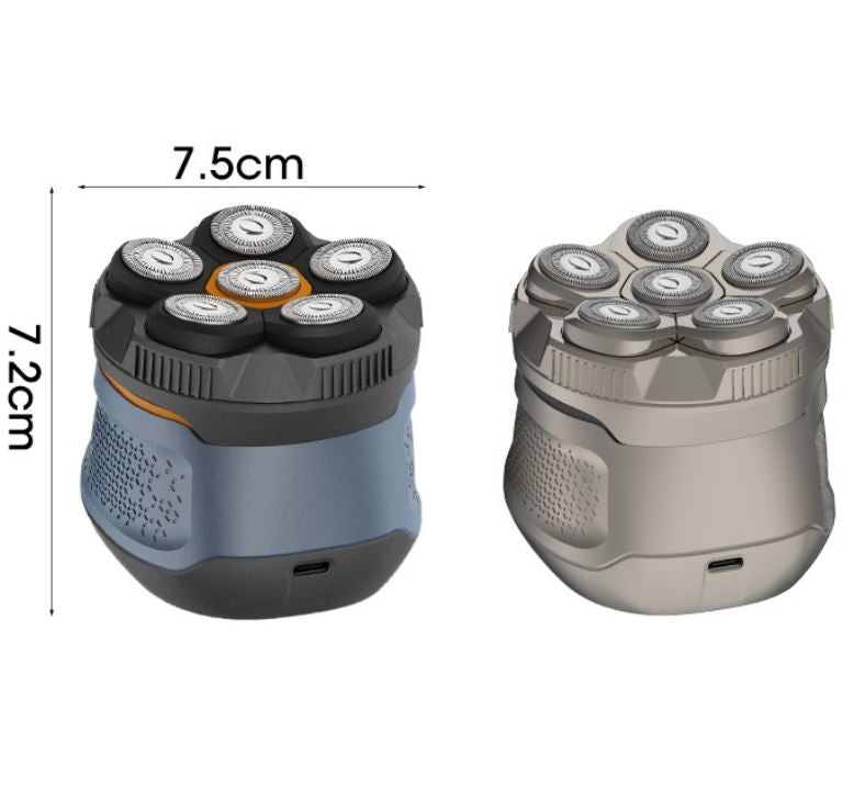 Blue Men's 6D Magnetic Rotary Head Shaver for Wet/Dry Use - Professional Electric Bald Head Shaver & Beard Trimmer (Model 372)