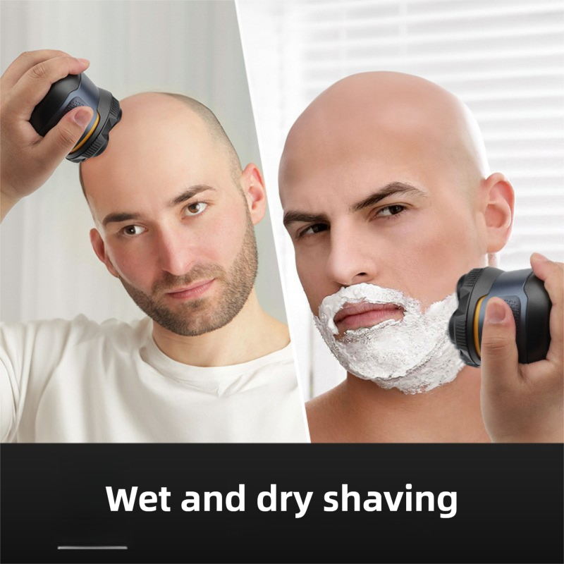 Black Men's 6D Magnetic Rotary Head Shaver for Wet/Dry Use - Professional Electric Bald Head Shaver & Beard Trimmer (Model 610)