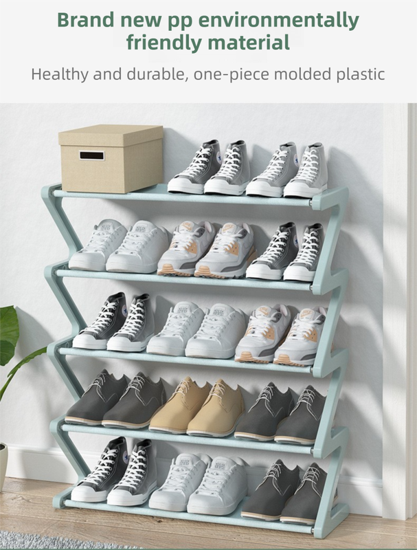 Pink Stable Z-Shaped 4-Tier Shoe Rack(51x45CM) - Waterproof Cloth & Sturdy Steel Pipe, Easy Assembly & Space Saving for Dormitory & Small Apartments