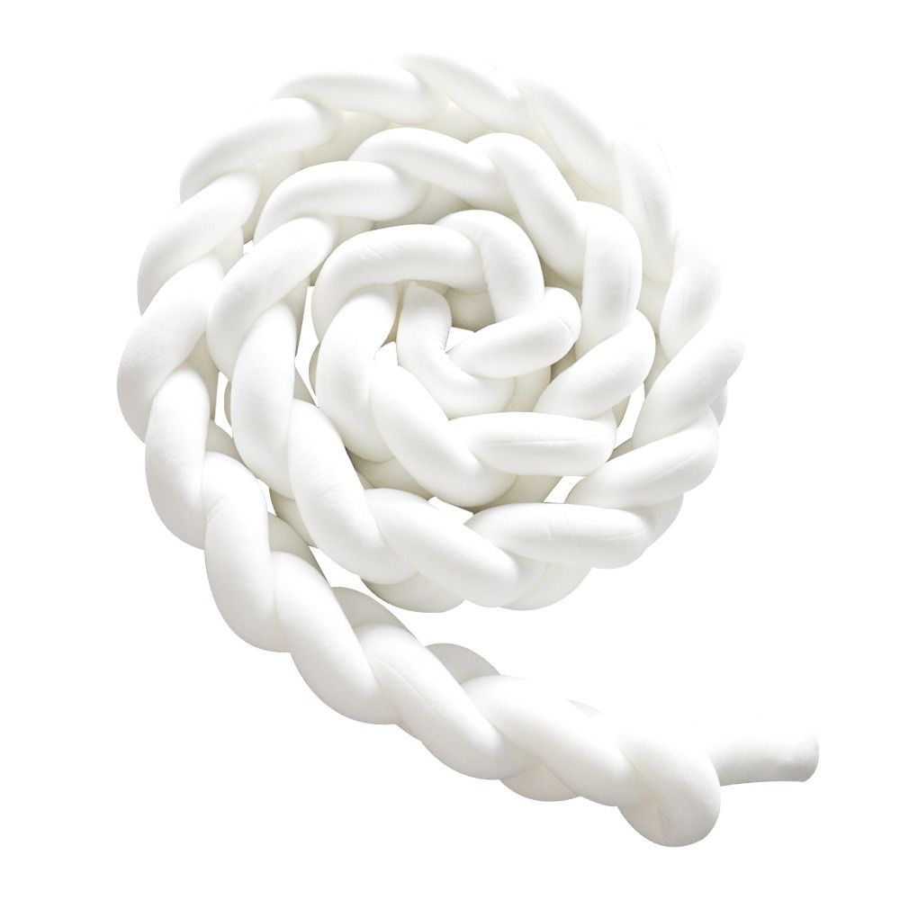 White 2M Nordic 3-Strand Hand-Braided Knot Long Pillow - Soft Plush Sofa Cushion, Room Decor for Bedroom &amp; Living Room
