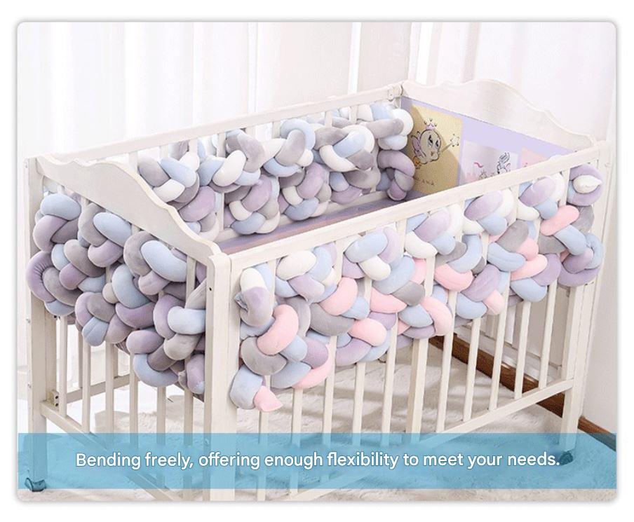 White & Pink 2M Nordic 3-Strand Hand-Braided Knot Long Pillow - Soft Plush Sofa Cushion, Room Decor for Bedroom & Living Room