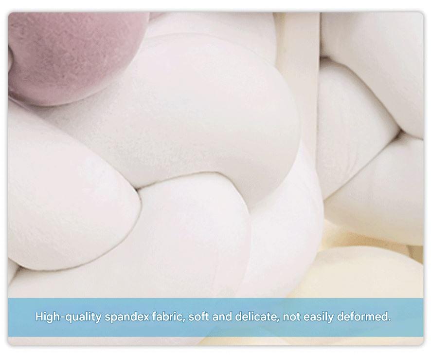 White & Grey & Pink 2M Nordic 3-Strand Hand-Braided Knot Long Pillow - Soft Plush Sofa Cushion, Room Decor for Bedroom & Living Room