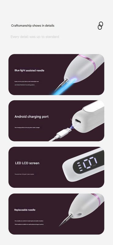 Professional Electric Mole & Dark Spot Remover Pen - Advanced Plasma Ion Technology for Seamless Skin Tag & Freckle Removal (Purple)