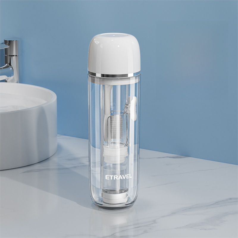 White Portable 2-in-1 Travel Toothbrush/Toothpaste Organizer &amp; Mouthwash Cup - Lightweight and Durable Crystal Clear PC Material