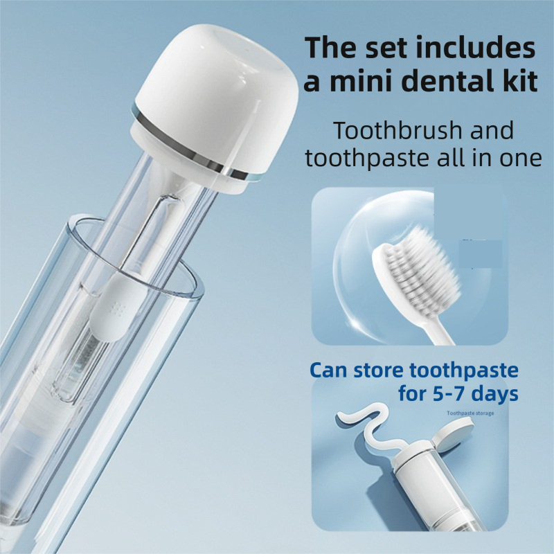 White Portable 2-in-1 Travel Toothbrush/Toothpaste Organizer & Mouthwash Cup - Lightweight and Durable Crystal Clear PC Material