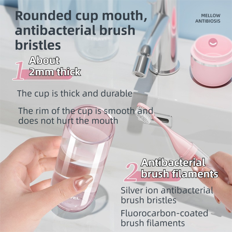 Grey Portable 2-in-1 Travel Toothbrush/Toothpaste Organizer & Mouthwash Cup - Lightweight and Durable Crystal Clear PC Material