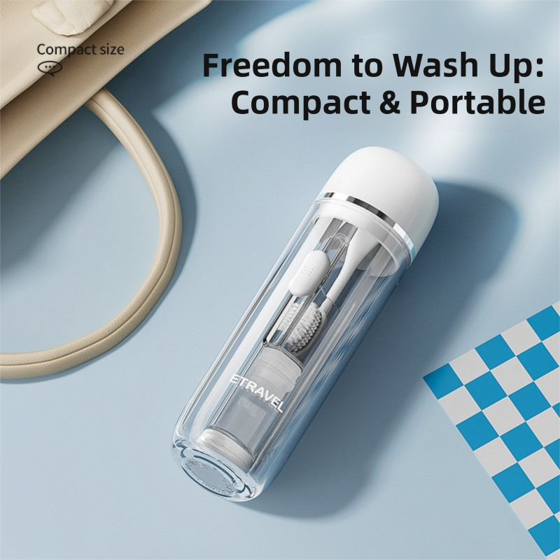 Grey Portable 2-in-1 Travel Toothbrush/Toothpaste Organizer & Mouthwash Cup - Lightweight and Durable Crystal Clear PC Material