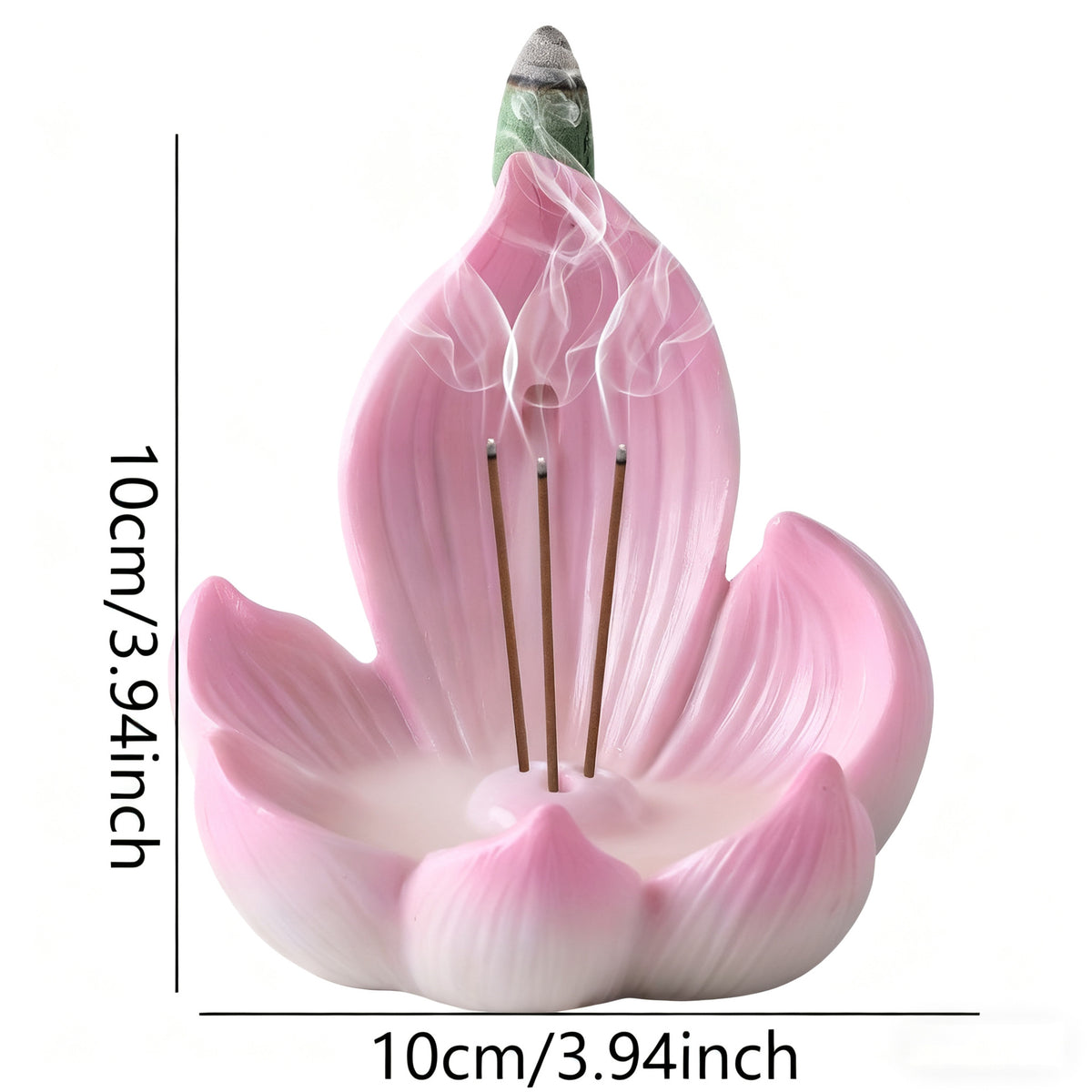 Pink Zen Lotus Waterfall Backflow Aroma Diffuser - Premium Elegant Resin Craft for Meditation & Yoga, 10cm Compact Design