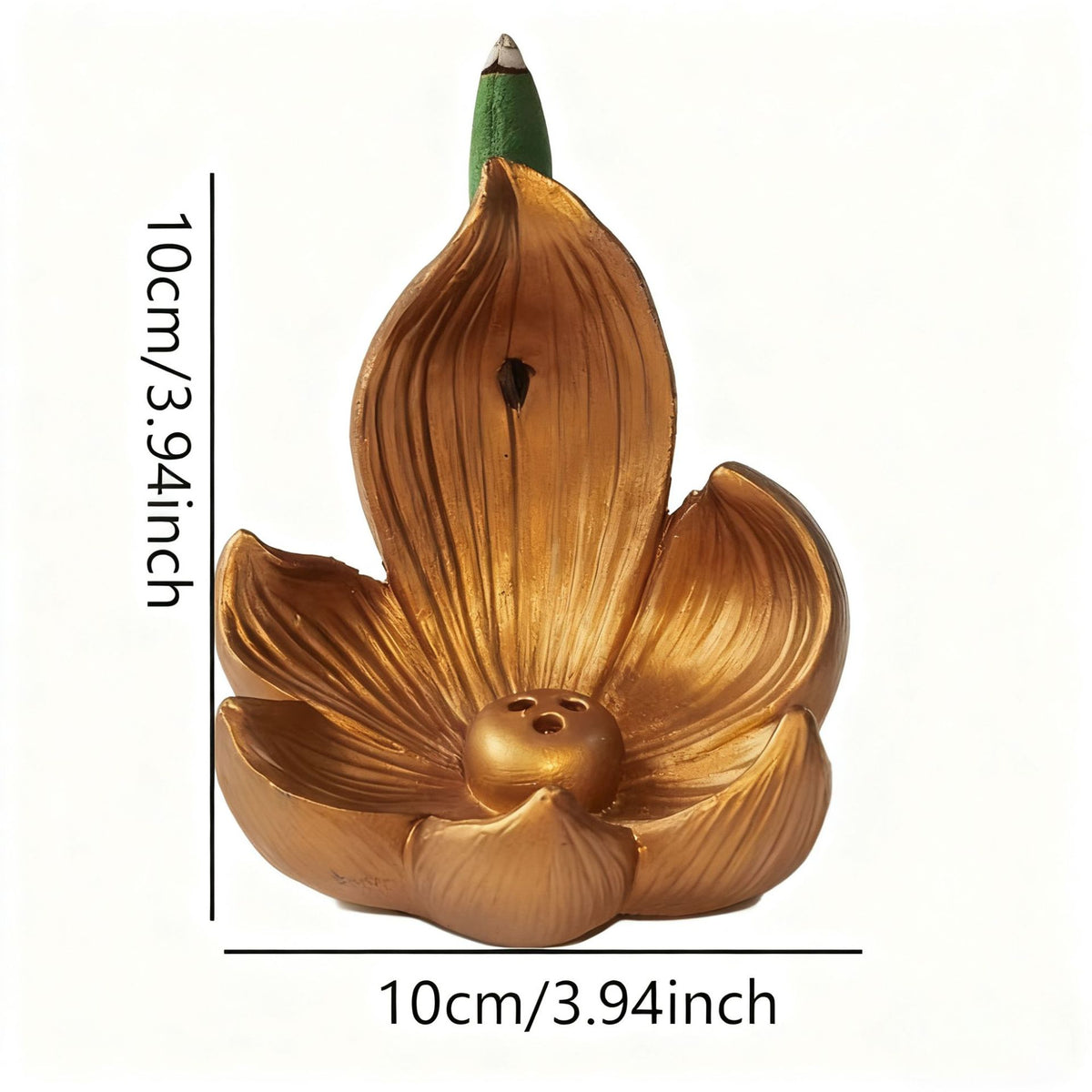 Gold Zen Lotus Waterfall Backflow Aroma Diffuser - Premium Elegant Resin Craft for Meditation & Yoga, 10cm Compact Design