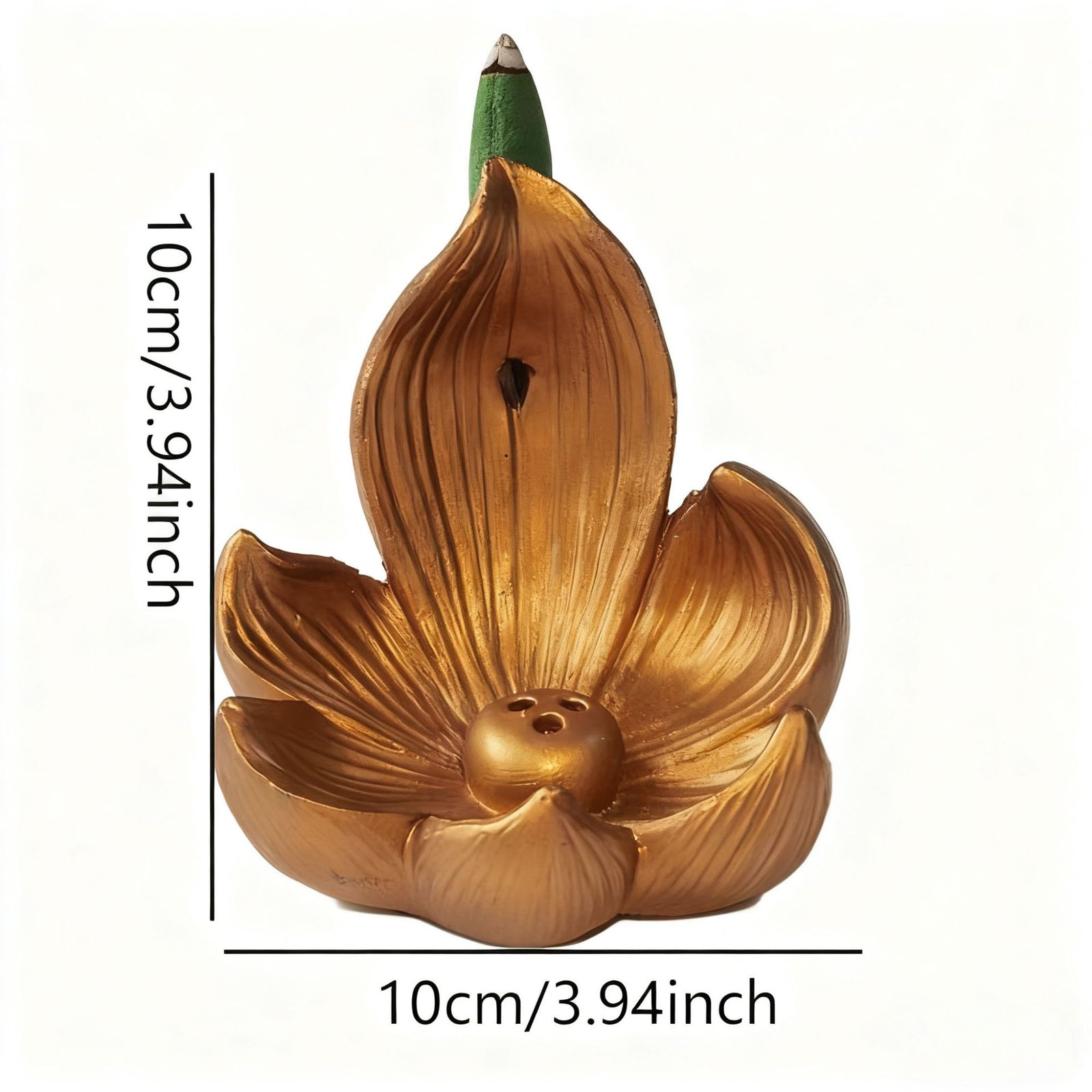 Gold Zen Lotus Waterfall Backflow Aroma Diffuser - Premium Elegant Resin Craft for Meditation & Yoga, 10cm Compact Design