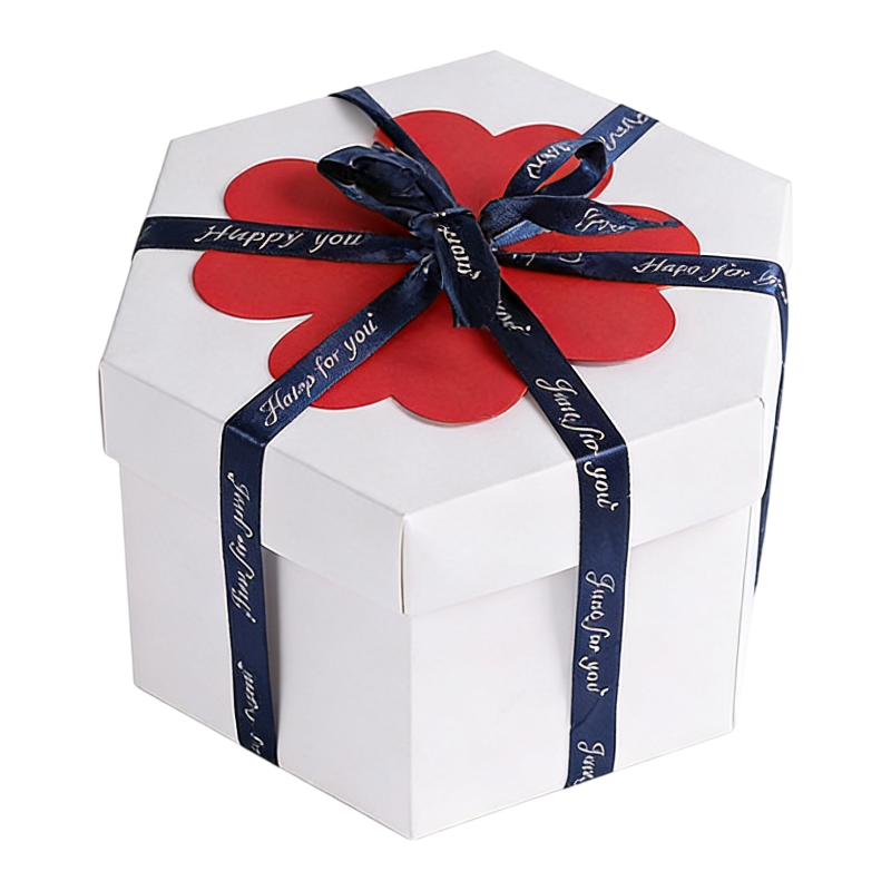 White Hexagon 4-Layer 12-Pocket Explosion Gift Box(DIY) - Creative Handmade Photo Album & Scrapbook for Anniversaries & Birthdays