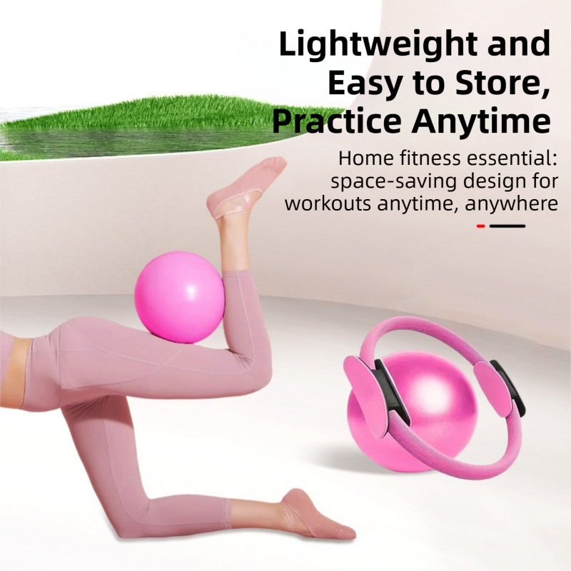 Pink Professional Pilates Ring & Yoga Ball Set - Multipurpose Home Fitness Equipment for Whole-Body Core Training & Pelvic Floor Strengthening