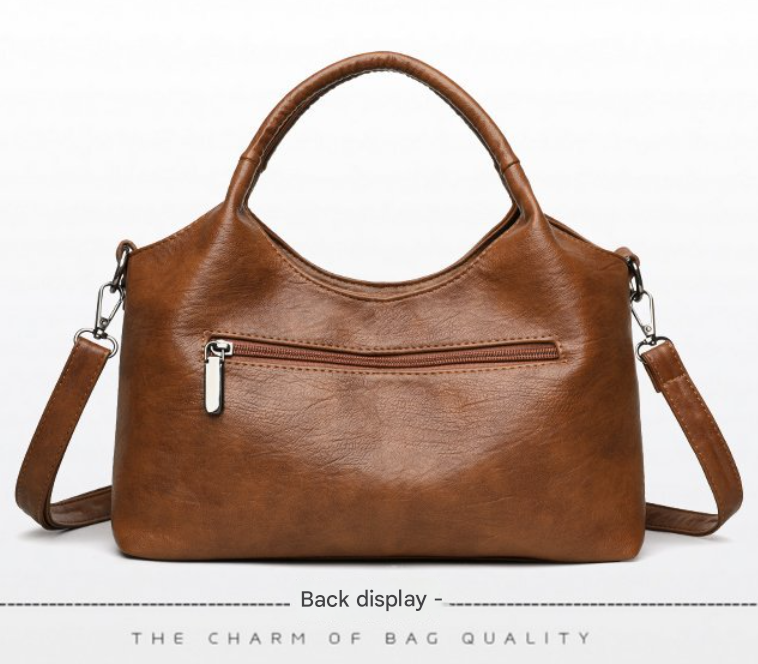 Brown Retro Soft PU Leather Handbag for Women - Trendy Large Capacity Daily Crossbody Bag with Detachable Shoulder Strap