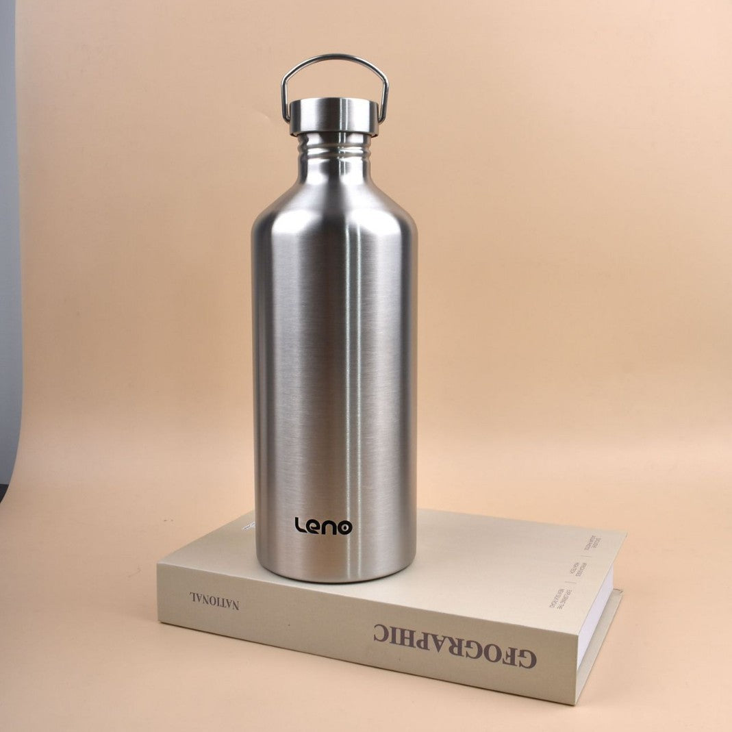 2L Large Capacity Outdoor Sports Adventure Water Bottle - Food-Grade 304 Stainless Steel with Portable Handle & 4.5cm Narrow Mouth