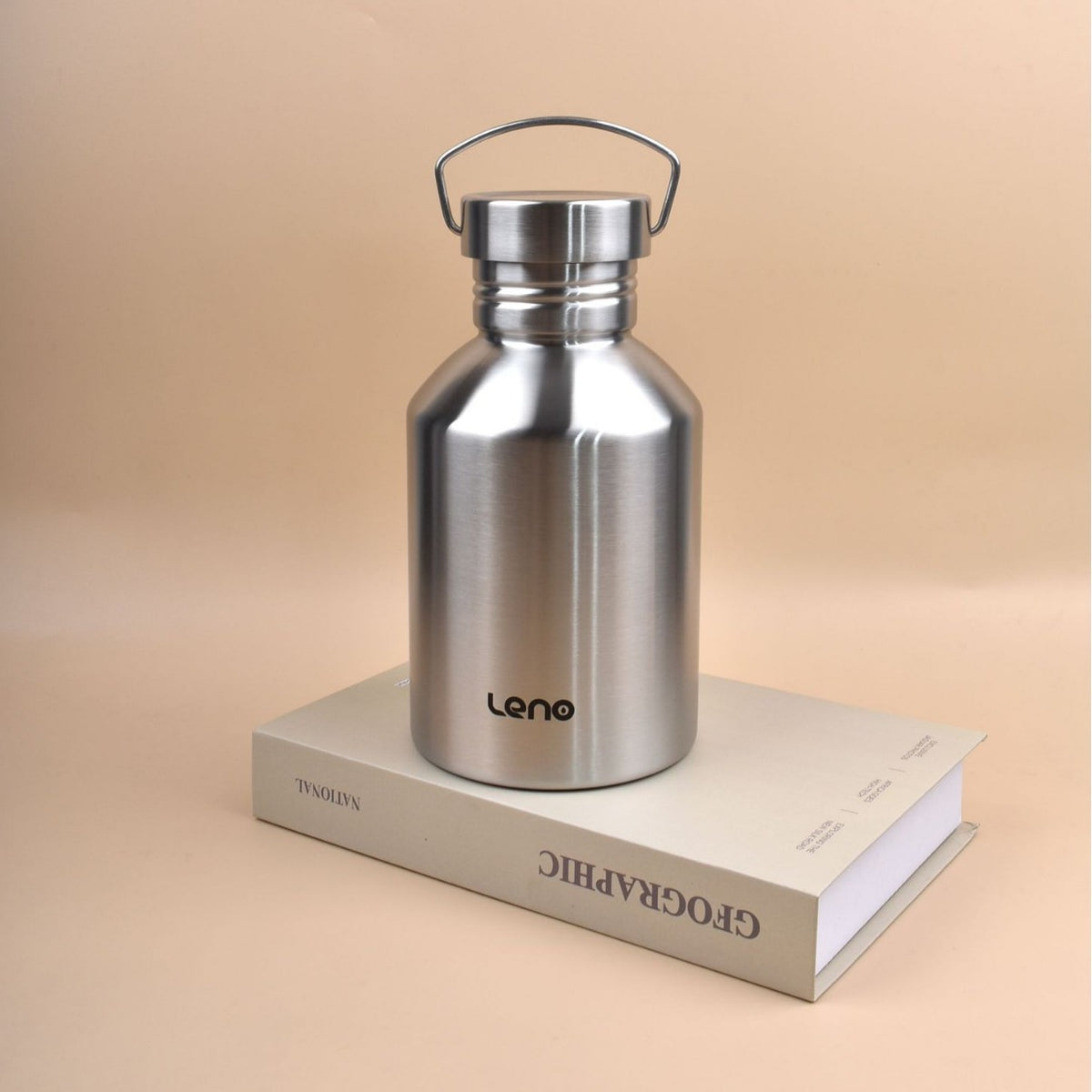 2L Large Capacity Outdoor Sports Adventure Water Bottle - Food-Grade 304 Stainless Steel with Portable Handle &amp; 7cm Wide Mouth