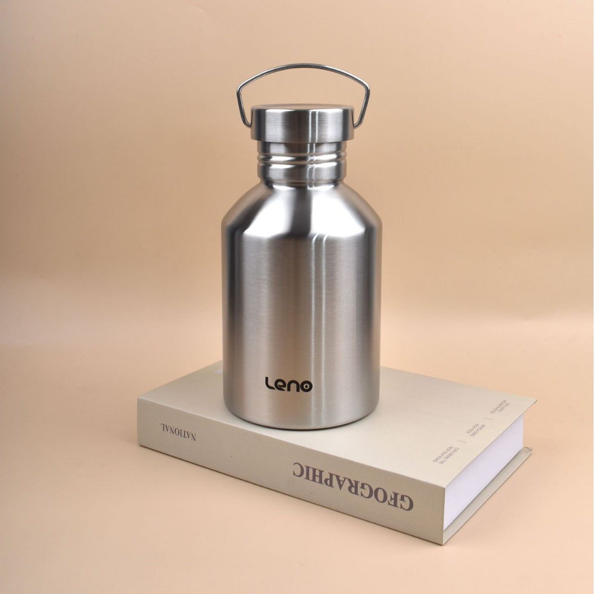 2L Large Capacity Outdoor Sports Adventure Water Bottle - Food-Grade 304 Stainless Steel with Portable Handle & 7cm Wide Mouth