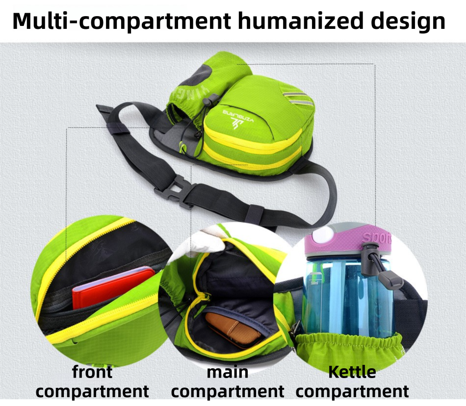 Blue Lightweight Running Waist Pack with Stable Bottle Holder - Multi-Functional Nylon Sports Fanny Pack for Marathon, Hiking, Cycling & Climbing