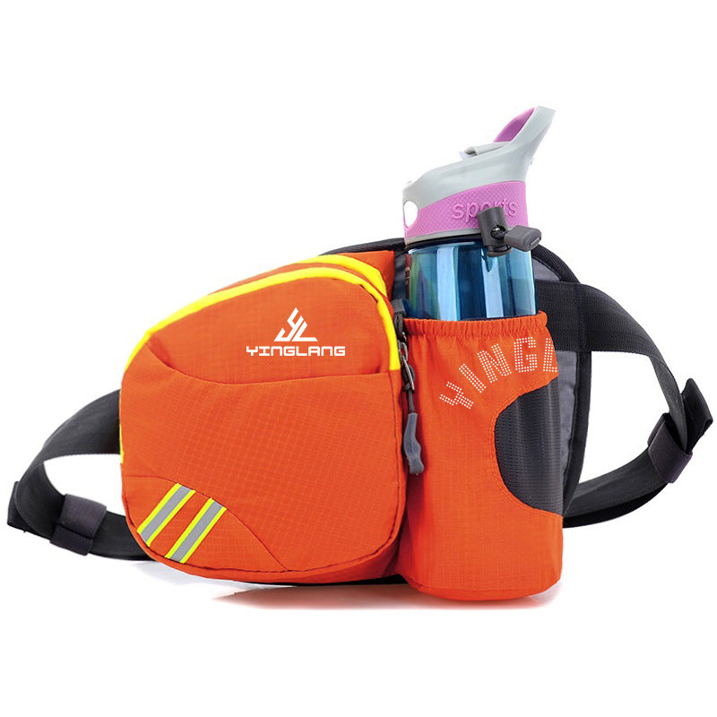 Orange Lightweight Running Waist Pack with Stable Bottle Holder - Multi-Functional Nylon Sports Fanny Pack for Marathon, Hiking, Cycling &amp; Climbing