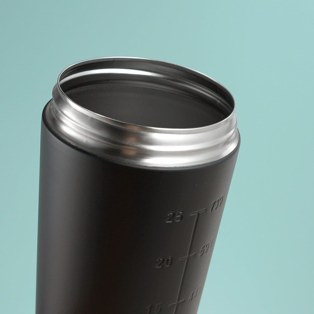 Black 500ML Premium Stainless Steel Protein Shaker Bottle - BPA-Free Metal Mixer Cup with Scale for Gym, Fitness & Meal Replacement