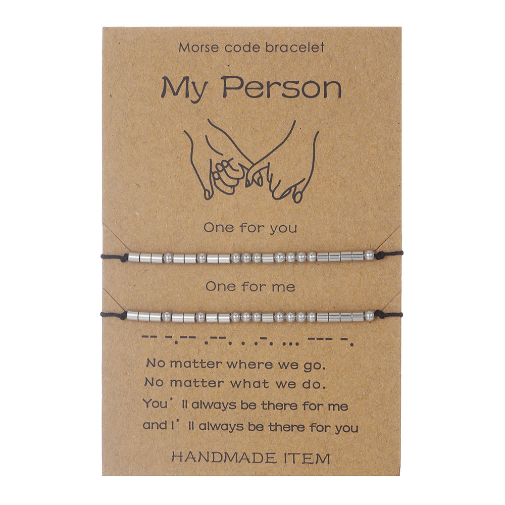 Stainless Steel Morse Code Bracelet(16-26cm) with Secret Message My Person - Meaningful Gift for Best Friends, Sisters &amp; Family