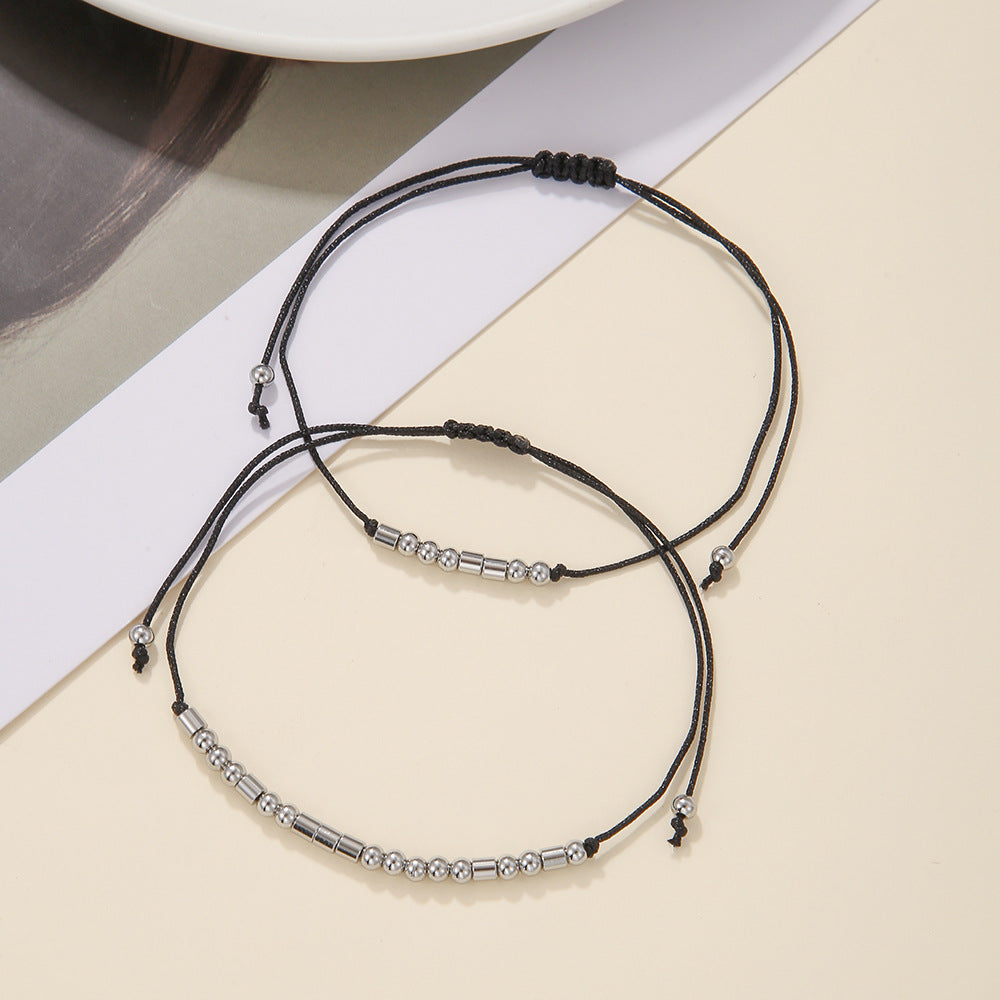 Stainless Steel Morse Code Bracelet(16-26cm) with Secret Message My Person - Meaningful Gift for Best Friends, Sisters & Family