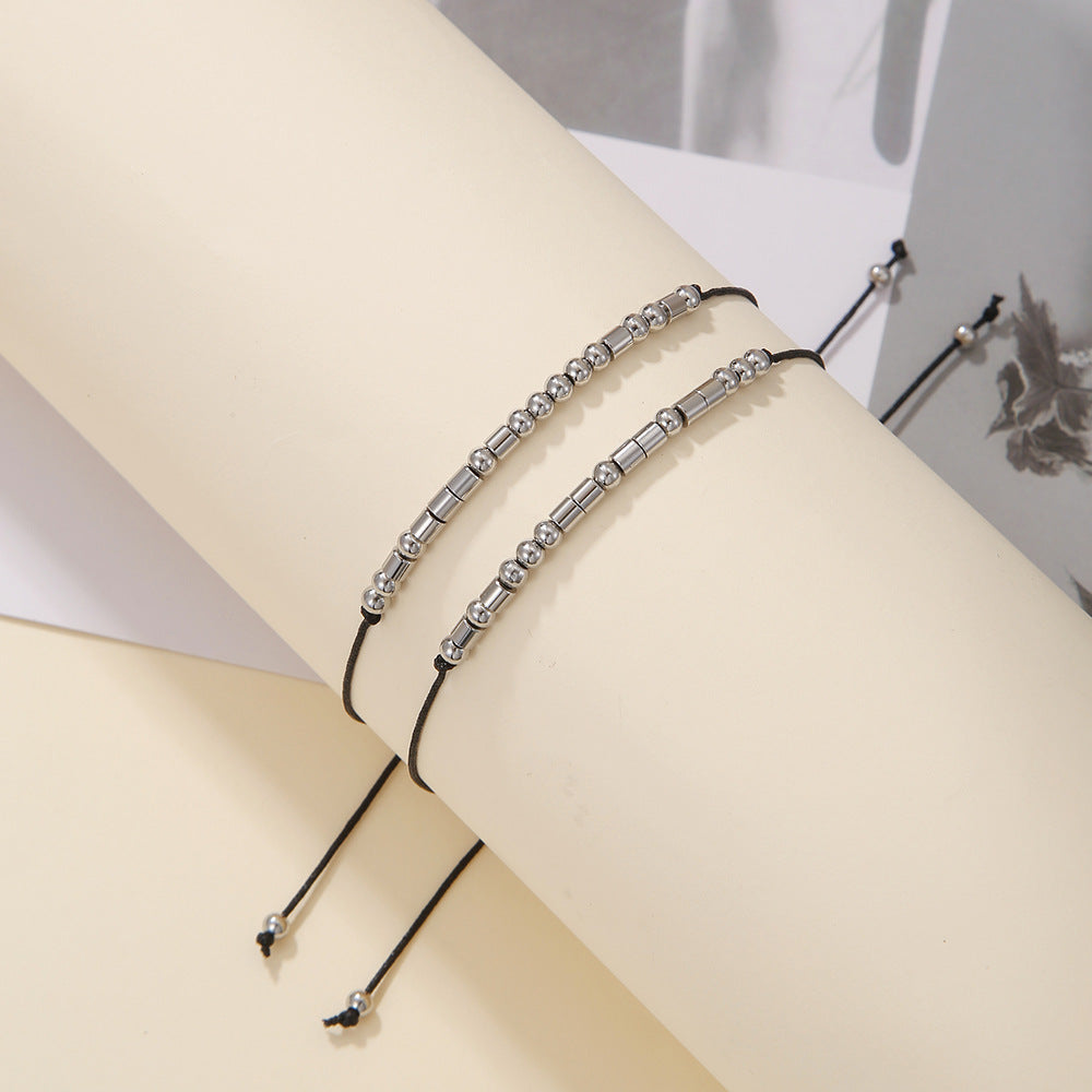 Stainless Steel Morse Code Bracelet(16-26cm) with Secret Message My Person - Meaningful Gift for Best Friends, Sisters & Family