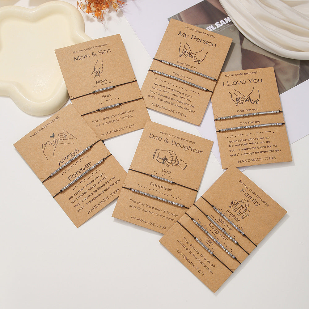 Stainless Steel Morse Code Bracelet(16-26cm) with Secret Message Family - Meaningful Gift for Best Friends, Sisters & Family