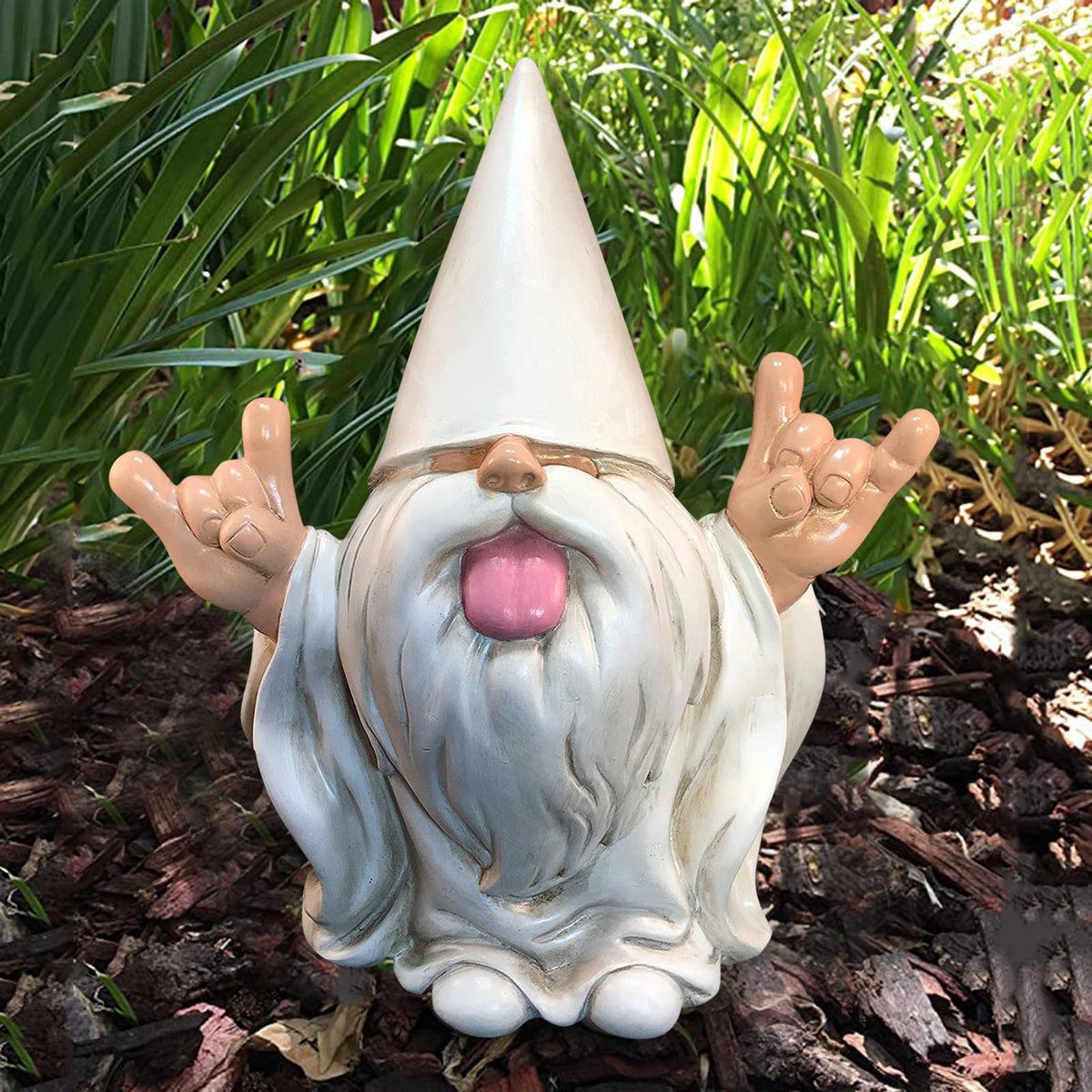 Naughty Garden Gnome Statue with Tongue Out - Funny Resin Dwarf Figurine for Yard &amp; Patio