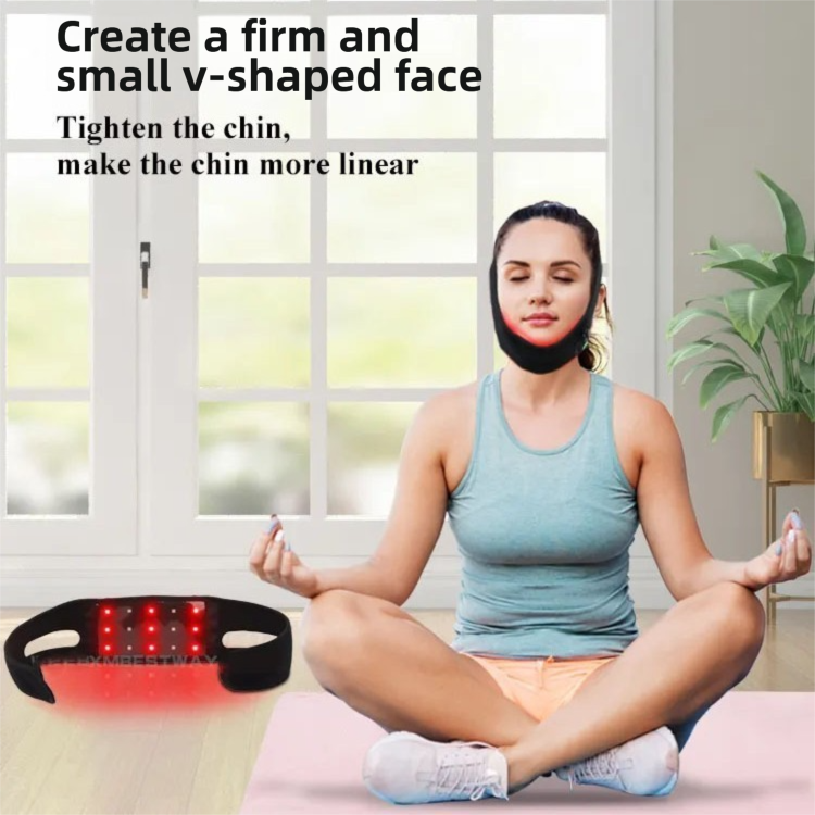 Breathable V-Line Chin Strap with 15 high-intensity Red-Light LEDs for Facial Firming &amp; Skin Rejuvenation