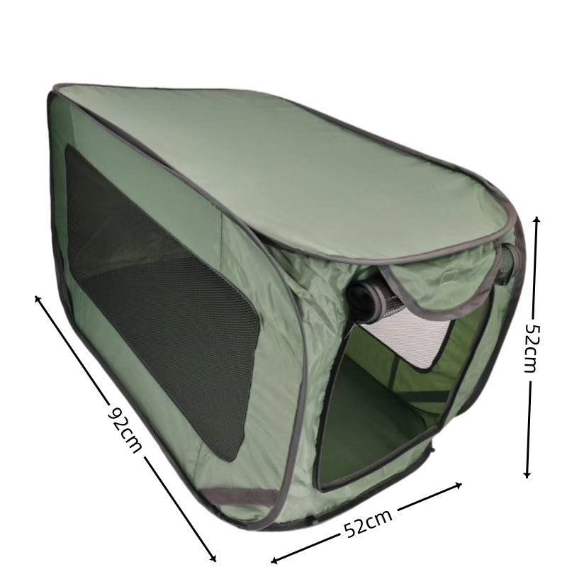 Green Instant Pop-Up Foldable 4-Sided Pet Playpen &amp; Car Crate - Breathable Scratch-Resistant Travel Kennel for Dogs &amp; Cats (Open 92 x 52 x 52 CM , Folded 34 x 34 x 3 CM)