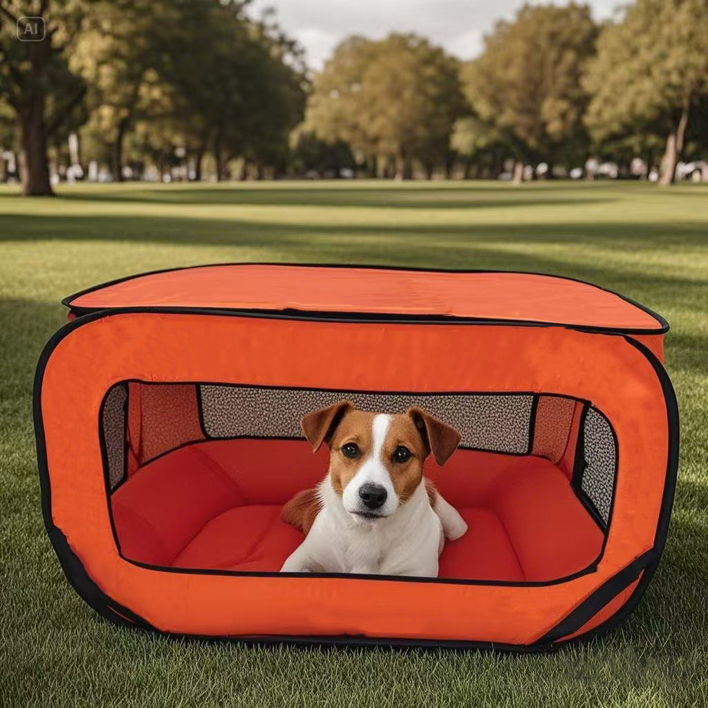 Green Instant Pop-Up Foldable 4-Sided Pet Playpen & Car Crate - Breathable Scratch-Resistant Travel Kennel for Dogs & Cats (Open 92 x 52 x 52 CM , Folded 34 x 34 x 3 CM)