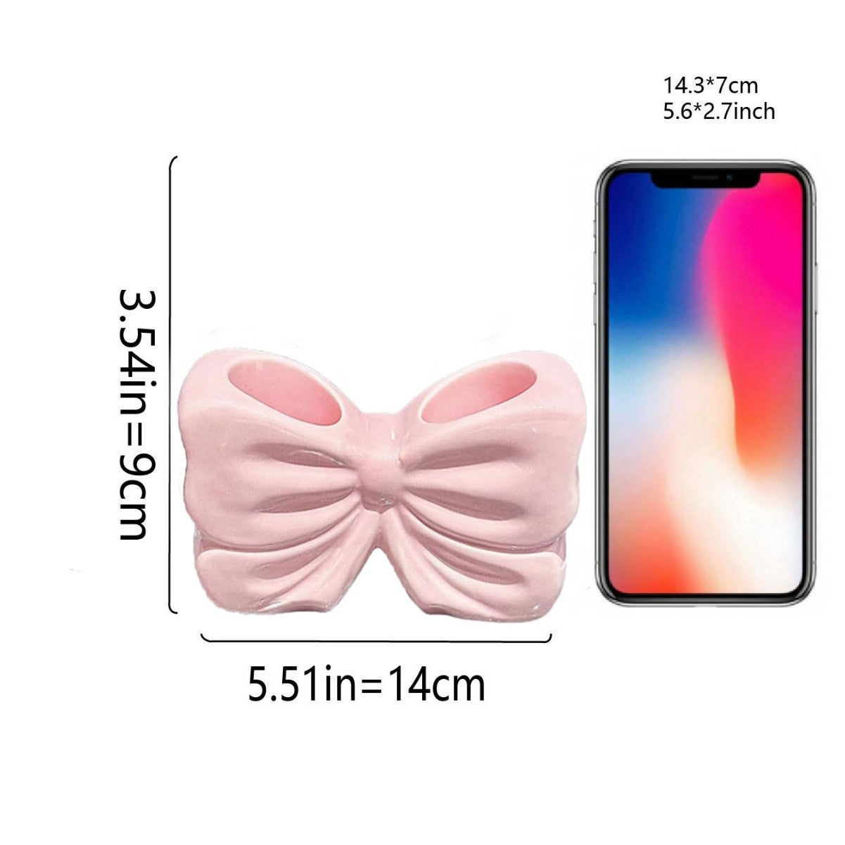 Pink Chic Bowknot 2-Slot Toothbrush Holder - Resin Retro Cute Desktop Decorative Stand