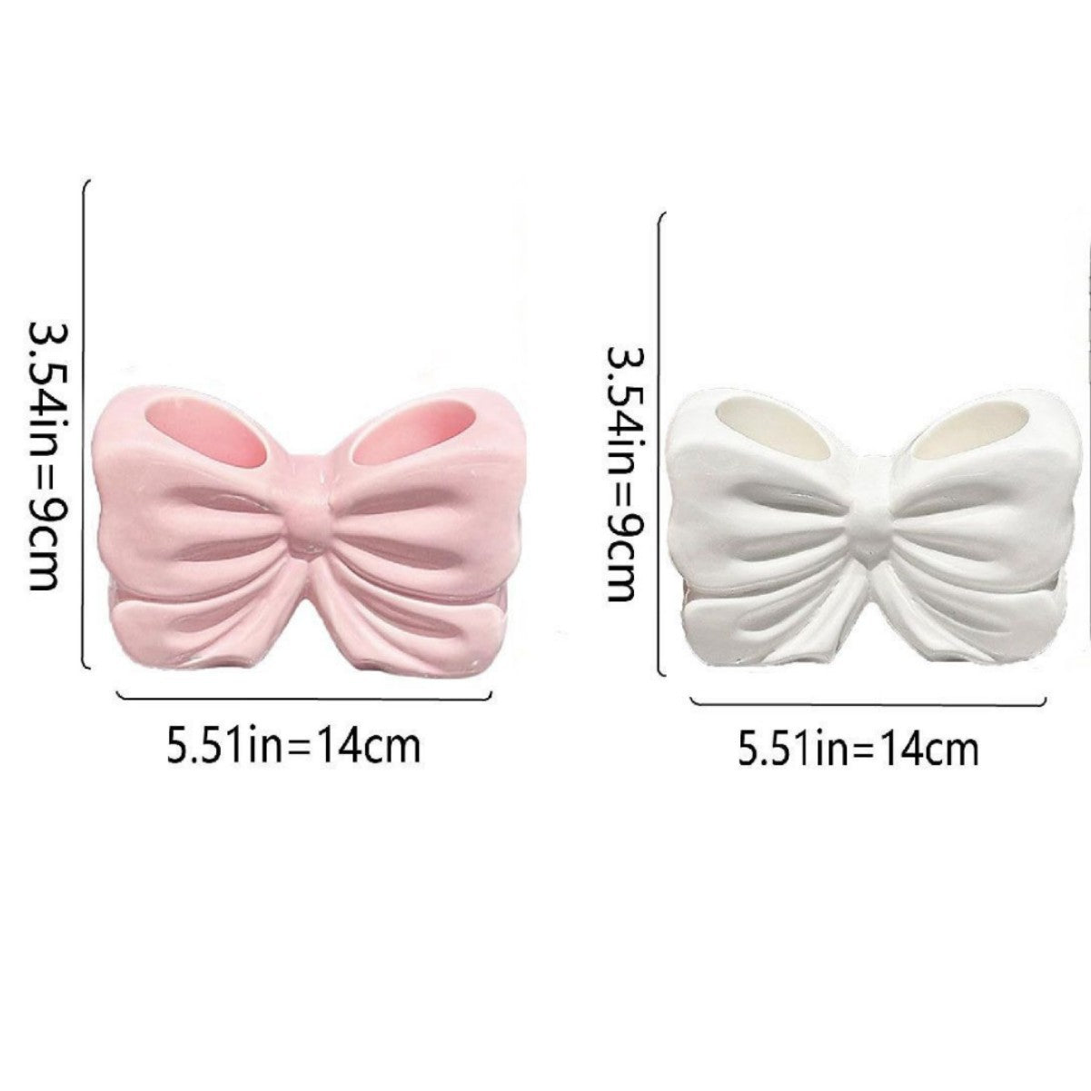 2-Pack Pink & White Chic Bowknot 2-Slot Toothbrush Holder - Resin Retro Cute Desktop Decorative Stand