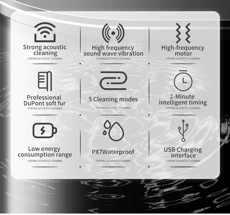 Black Rotating Round Head Electric Toothbrush Kit with 8 Heads, Case & Stand - 3D Oscillating Mechanical Cleaning for Deep Plaque Removal